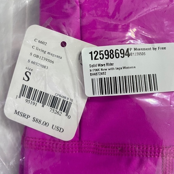 Free People Solid Wave Rider Athletic 7/8 Leggings Pink Magenta Barbiecore Small - Picture 4 of 9